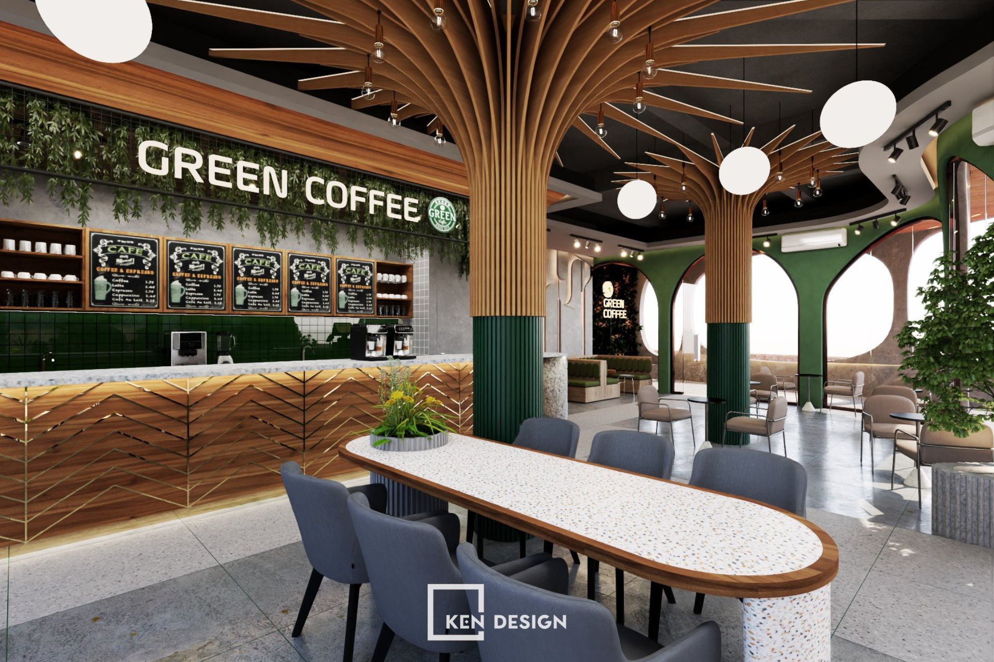 Thiết kế quán cafe Green Coffee 