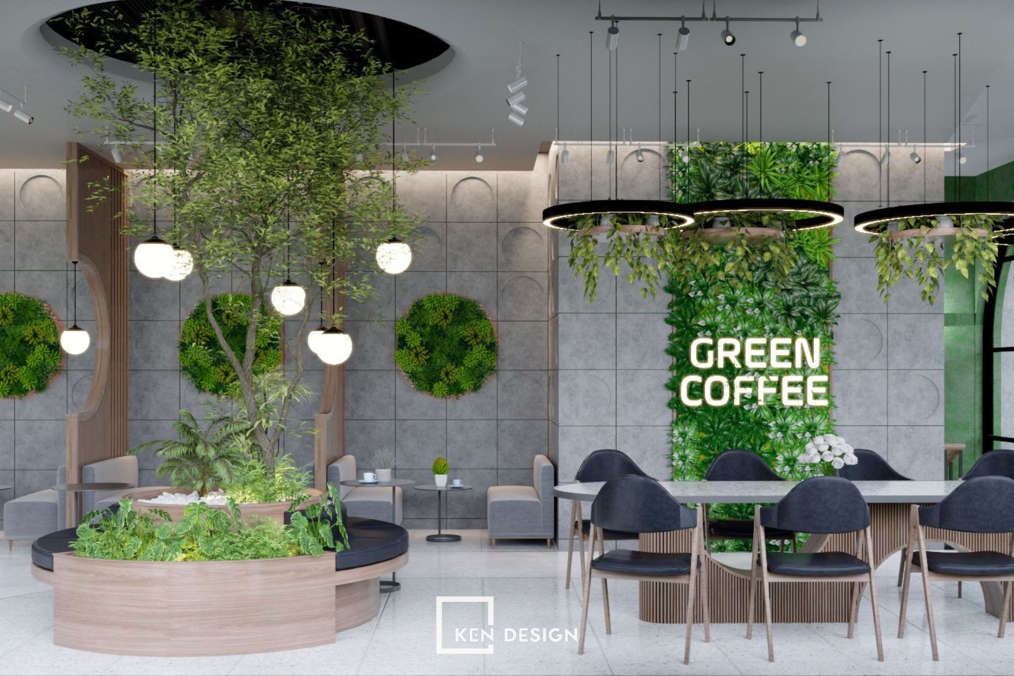 Thiết kế quán cafe Green Coffee 