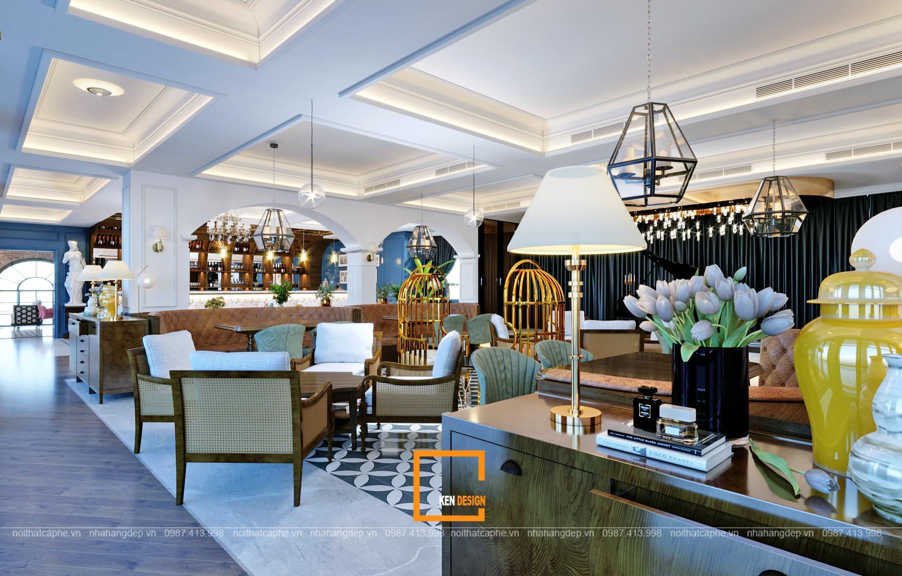Thiết kế nội thất quán cafe phong cách Châu Âu