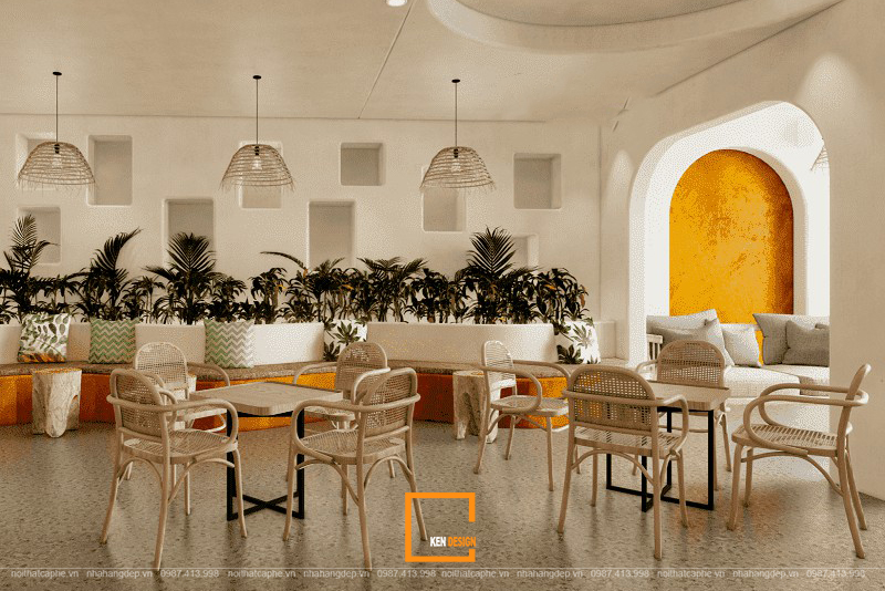 thiết kế nội thất quán cafe Địa Trung Hải