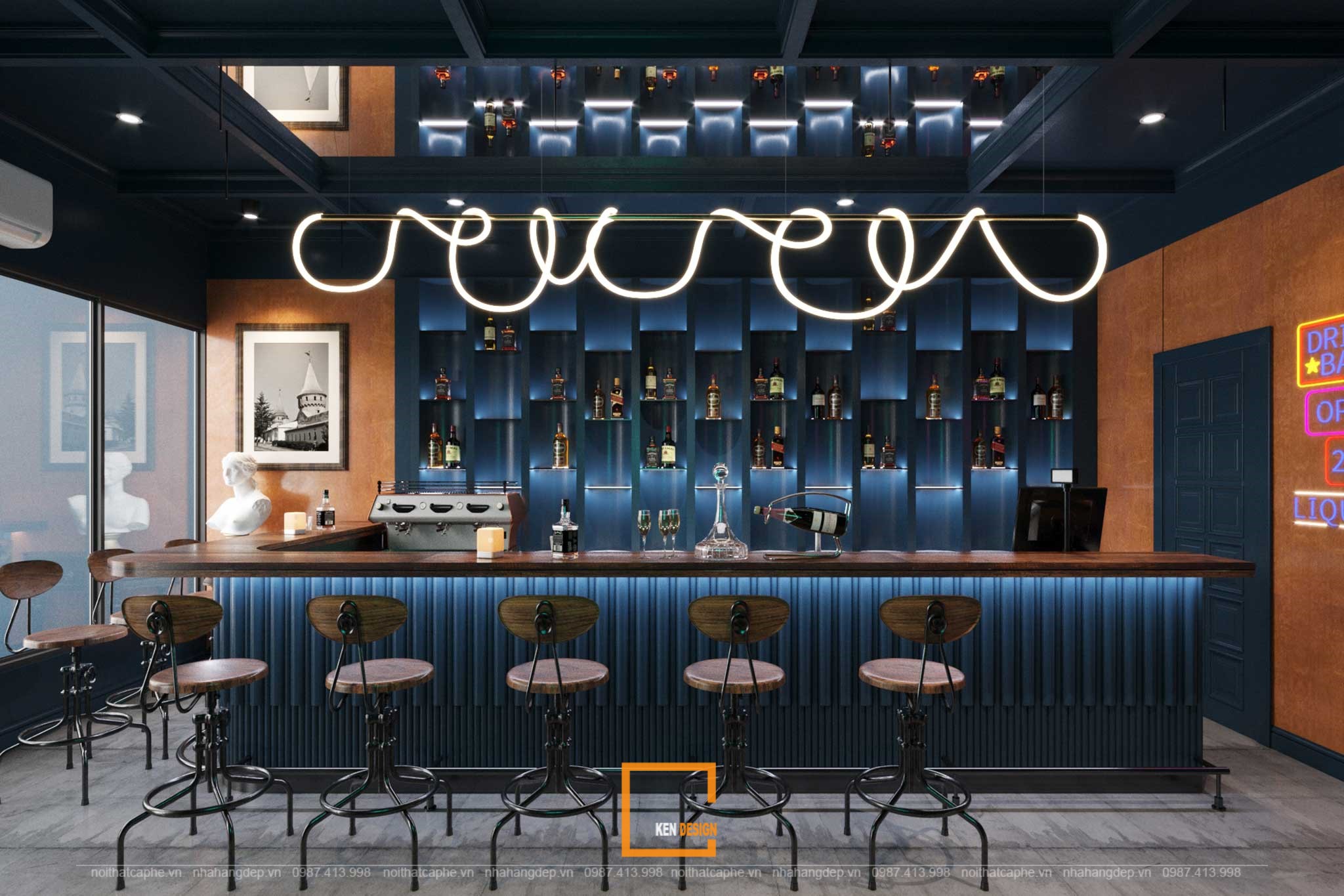 Thiết kế và thi công quán cafe | Kendesign | noithatcaphe.vn