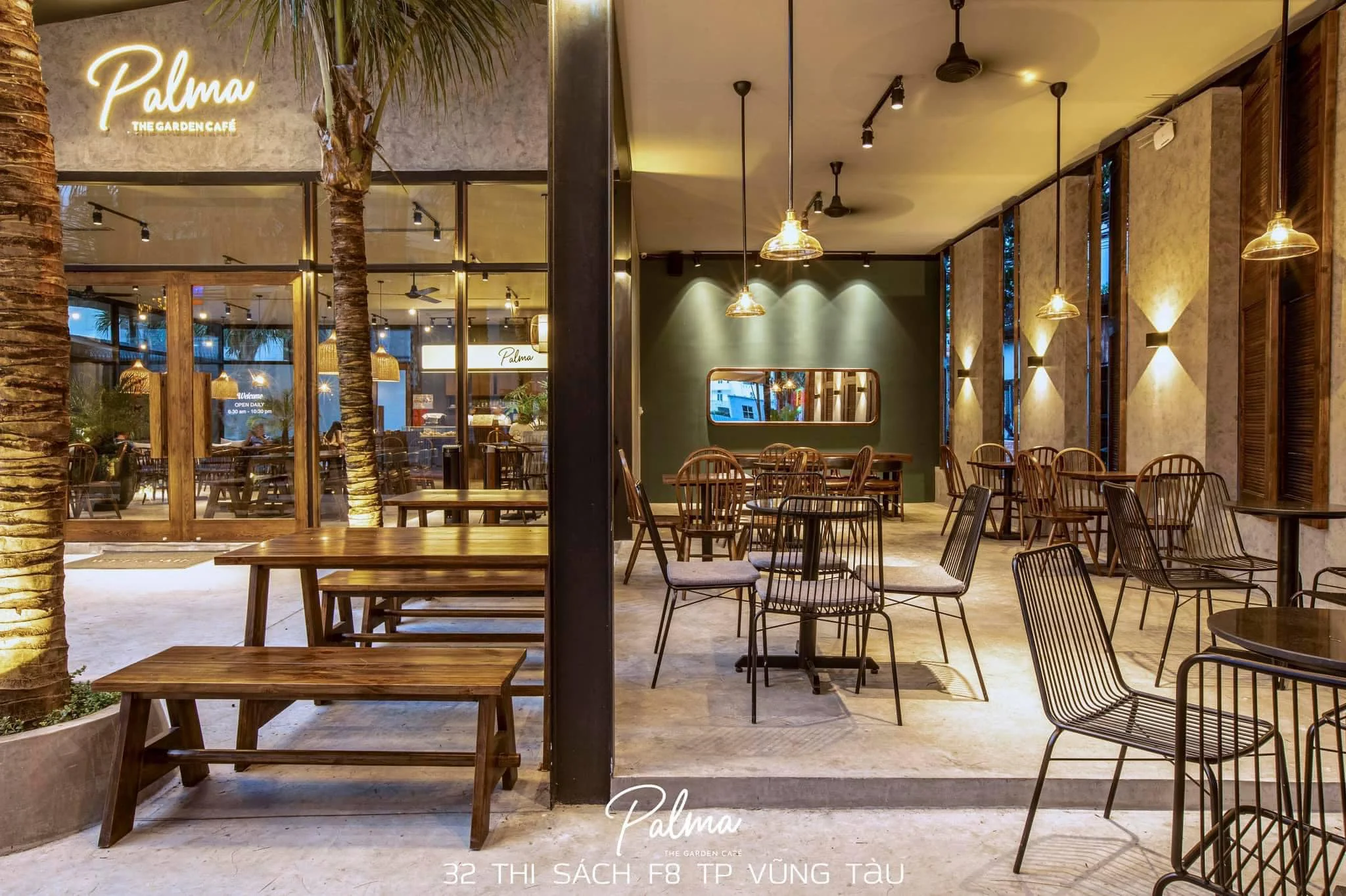 phong cách thiết kế quán Cafe sân vườn palma