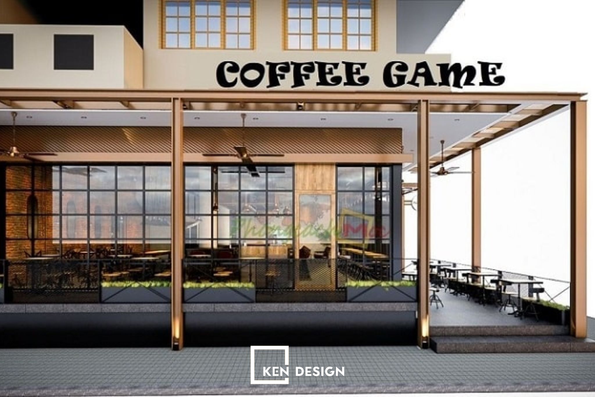 thiết kế quán cafe 2 mặt tiền