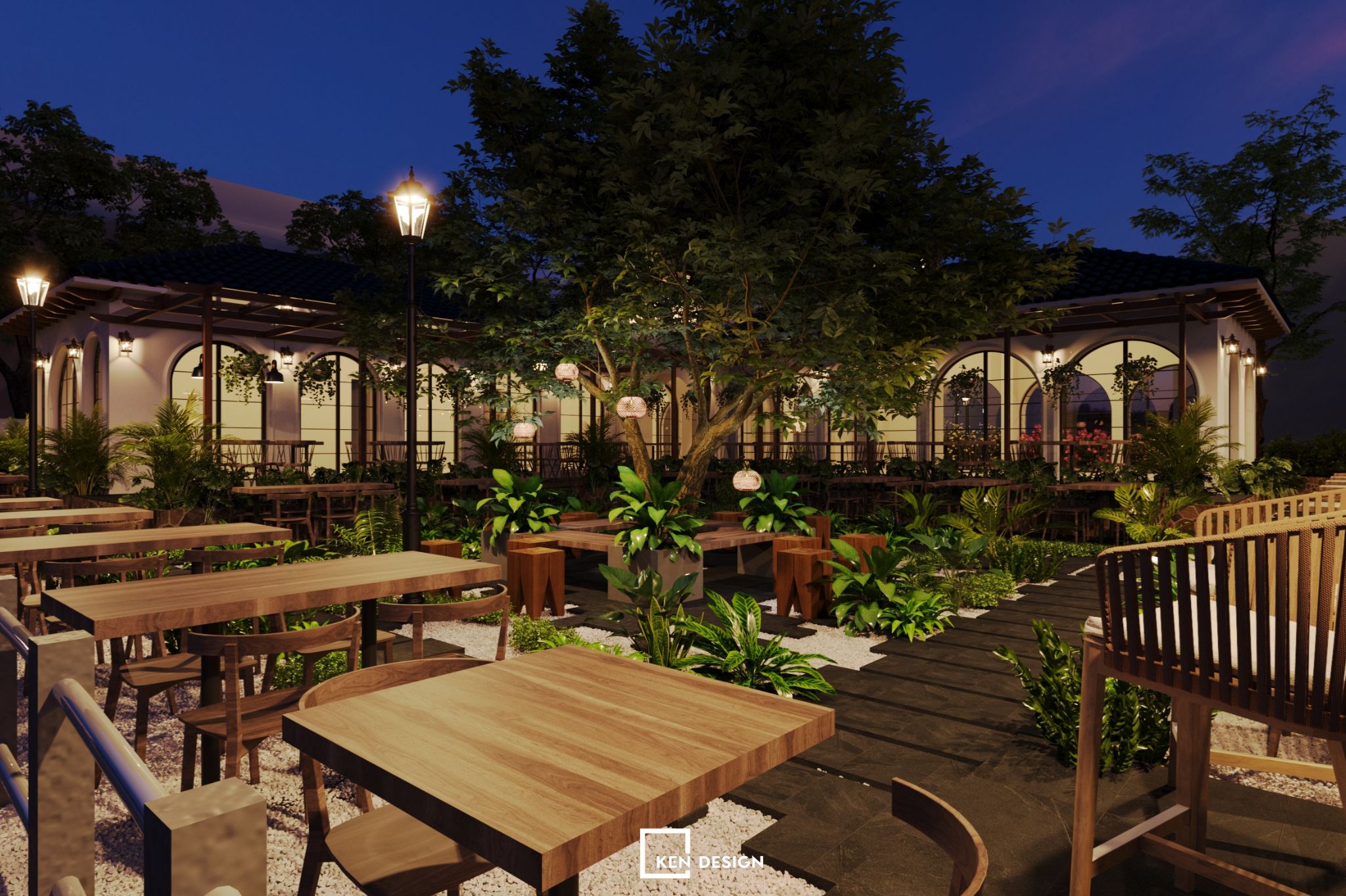 chi phí thi công quán cafe sân vườn