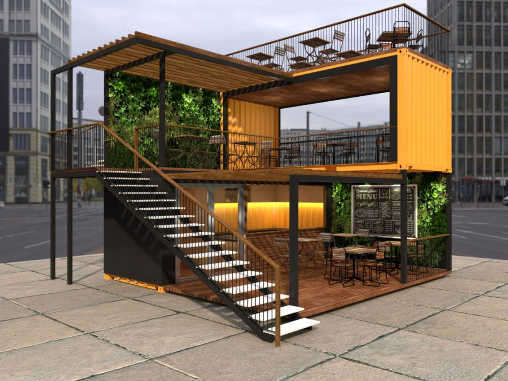 Quán cafe khung thép 2 tầng