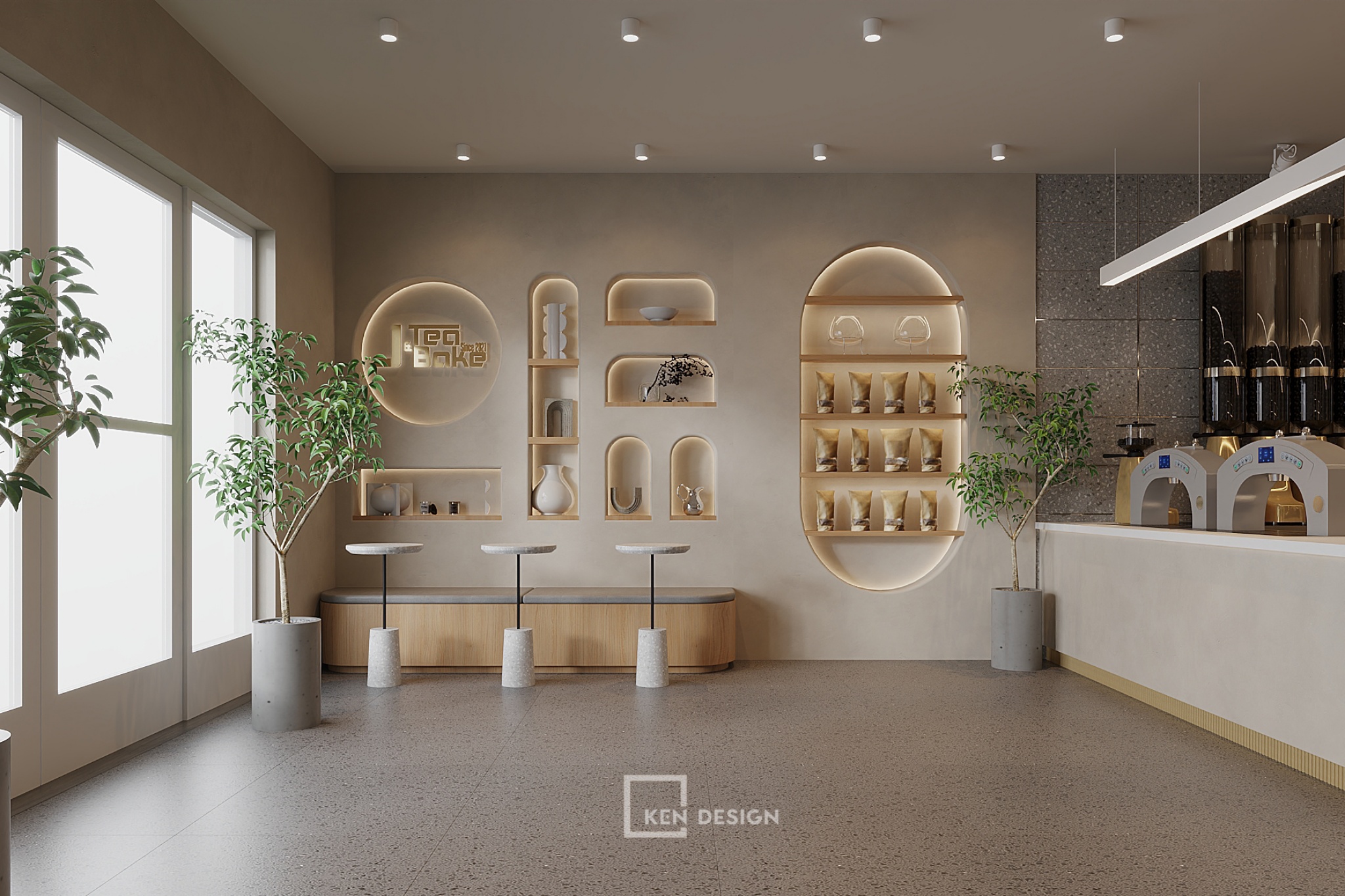 Quy trình thiết kế quán cafe J Tea & Bake tại Mỹ theo phong cách hiện đại