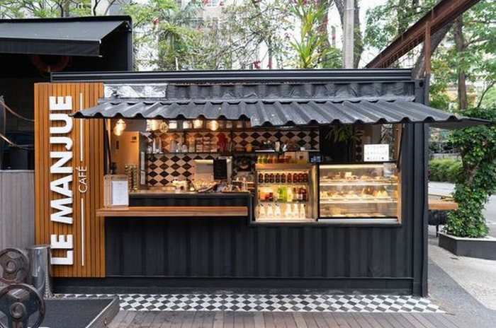 Mẫu thiết kế quán cafe khung thép nhỏ dưới 50m2