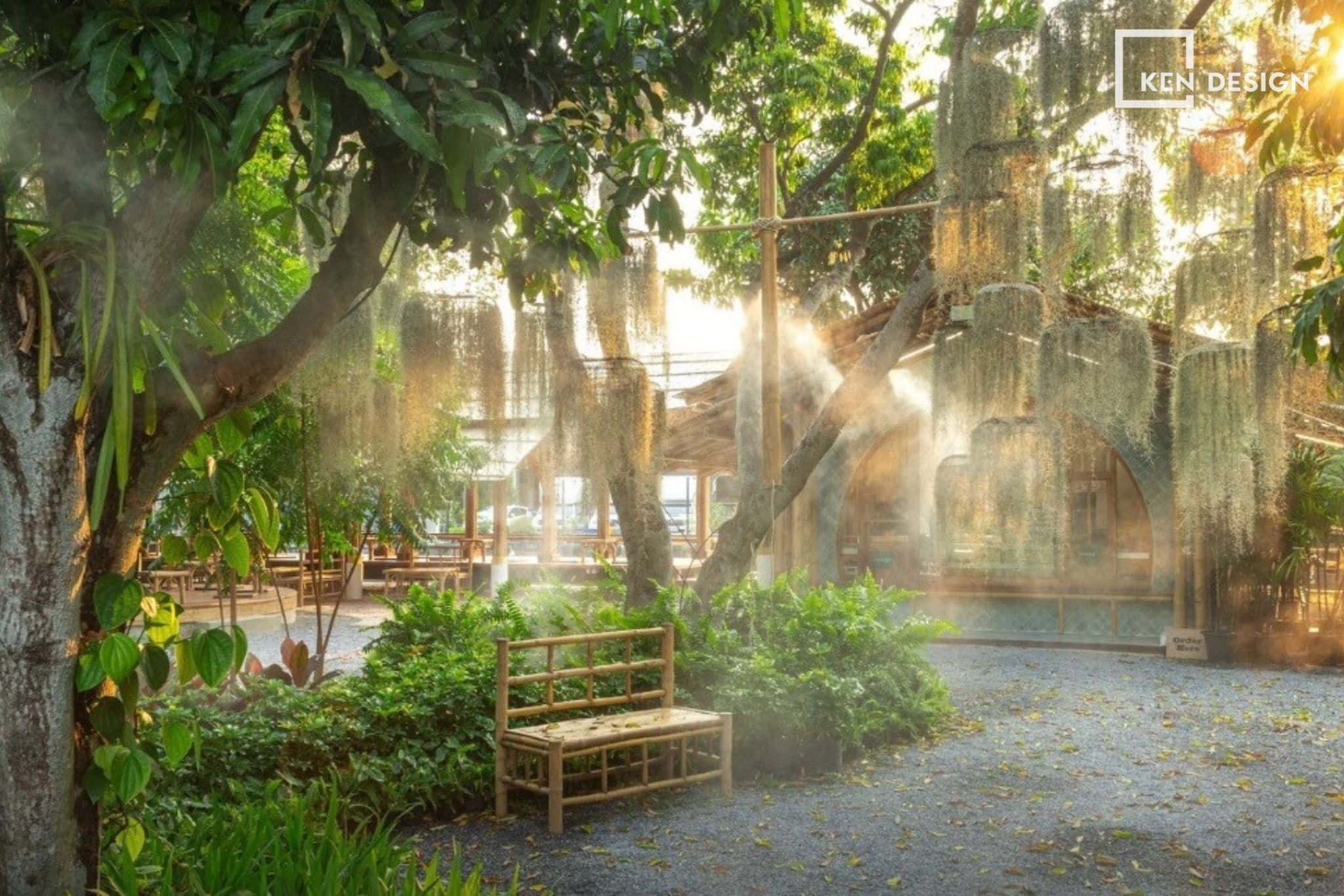 mô hình quán cafe sân vườn