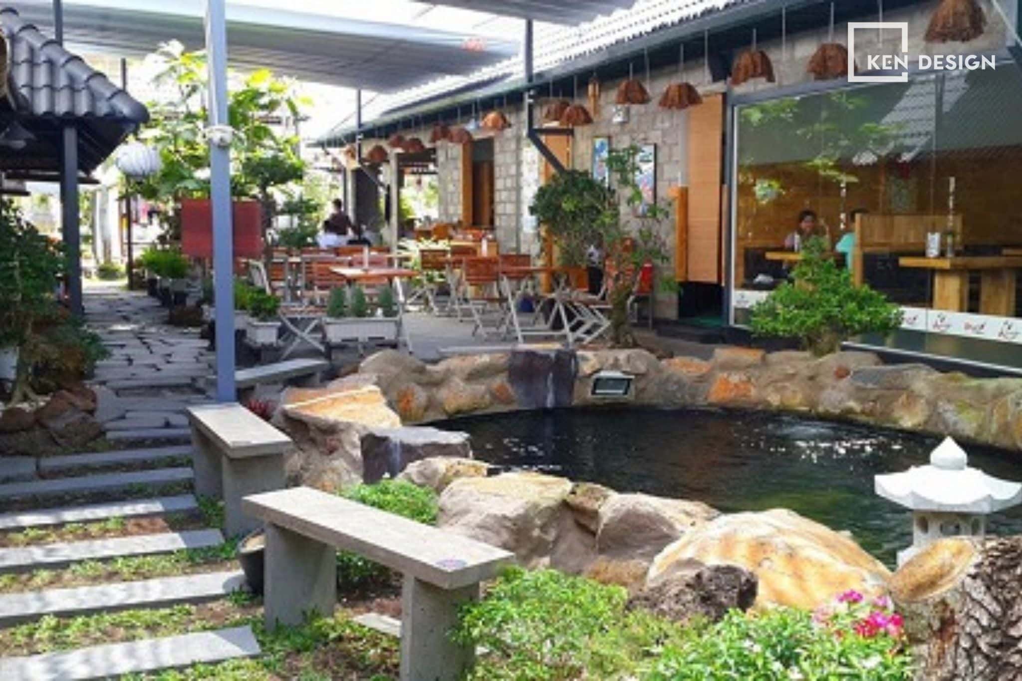 mô hình quán cafe sân vườn