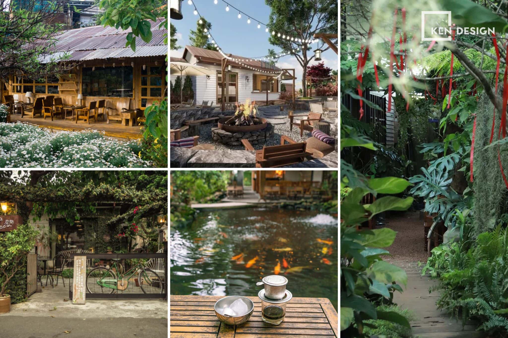 mô hình quán cafe sân vườn