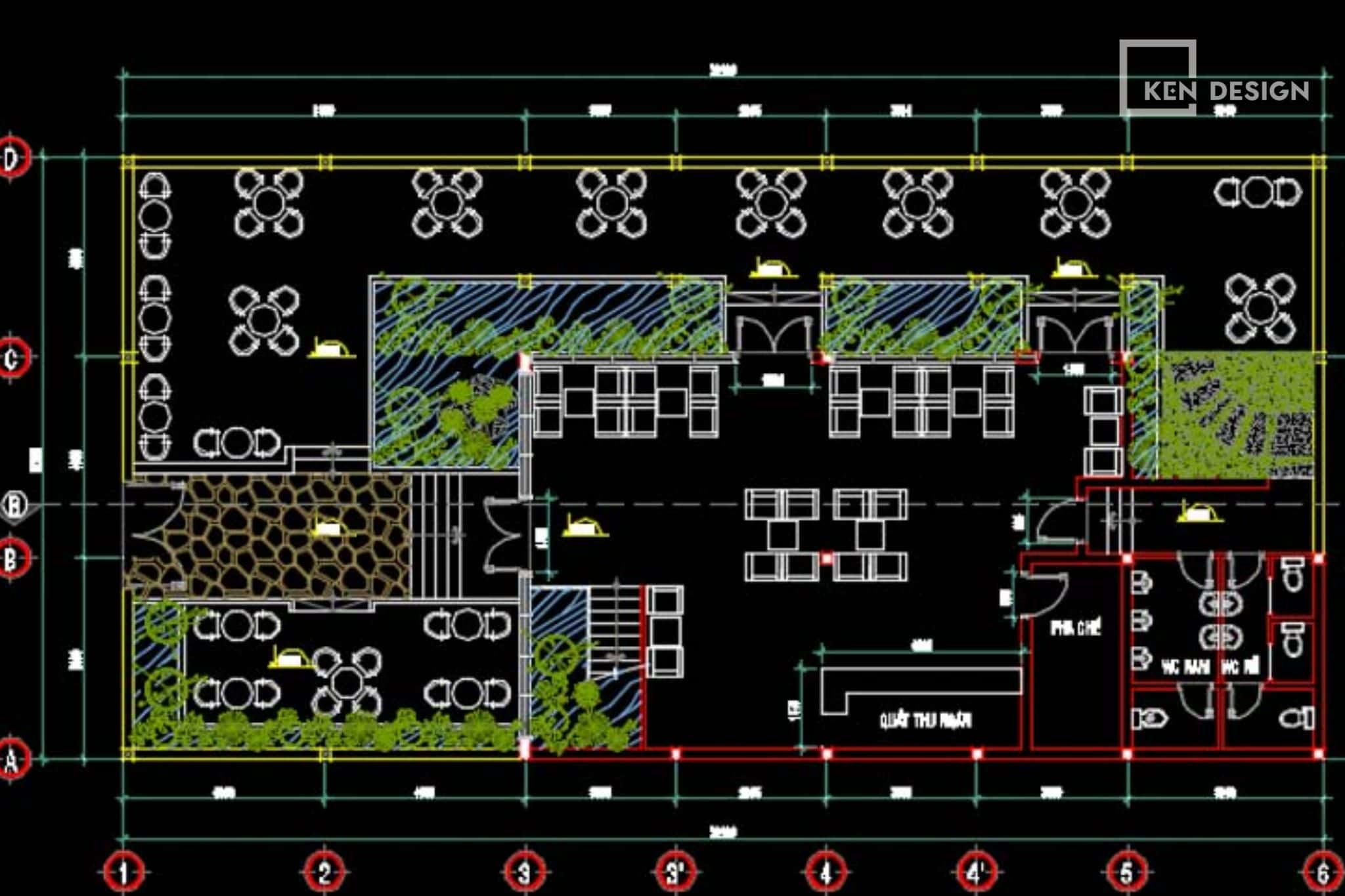 phân khu trong quán cafe sân vườn