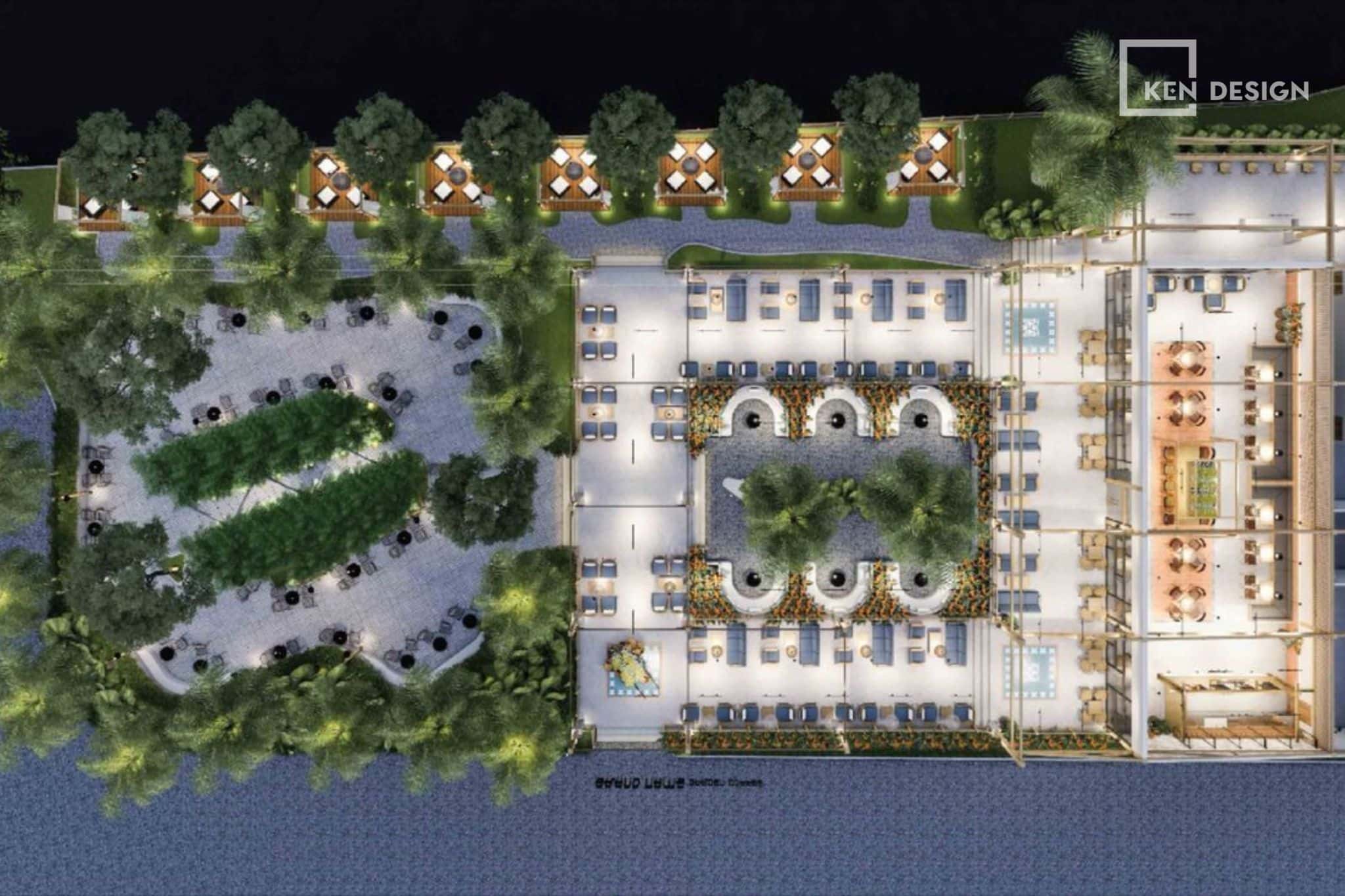 phân khu trong quán cafe sân vườn