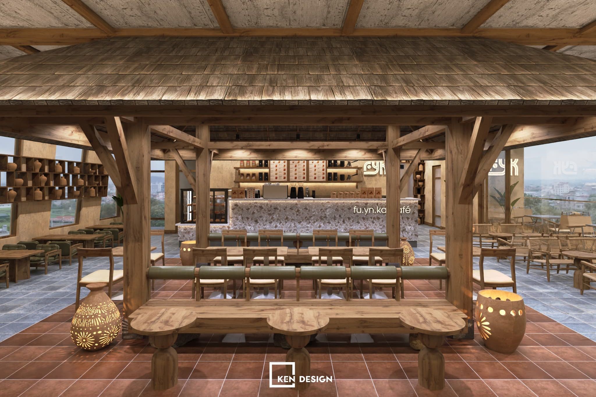 Thiết kế quán cafe phong cách Rustic