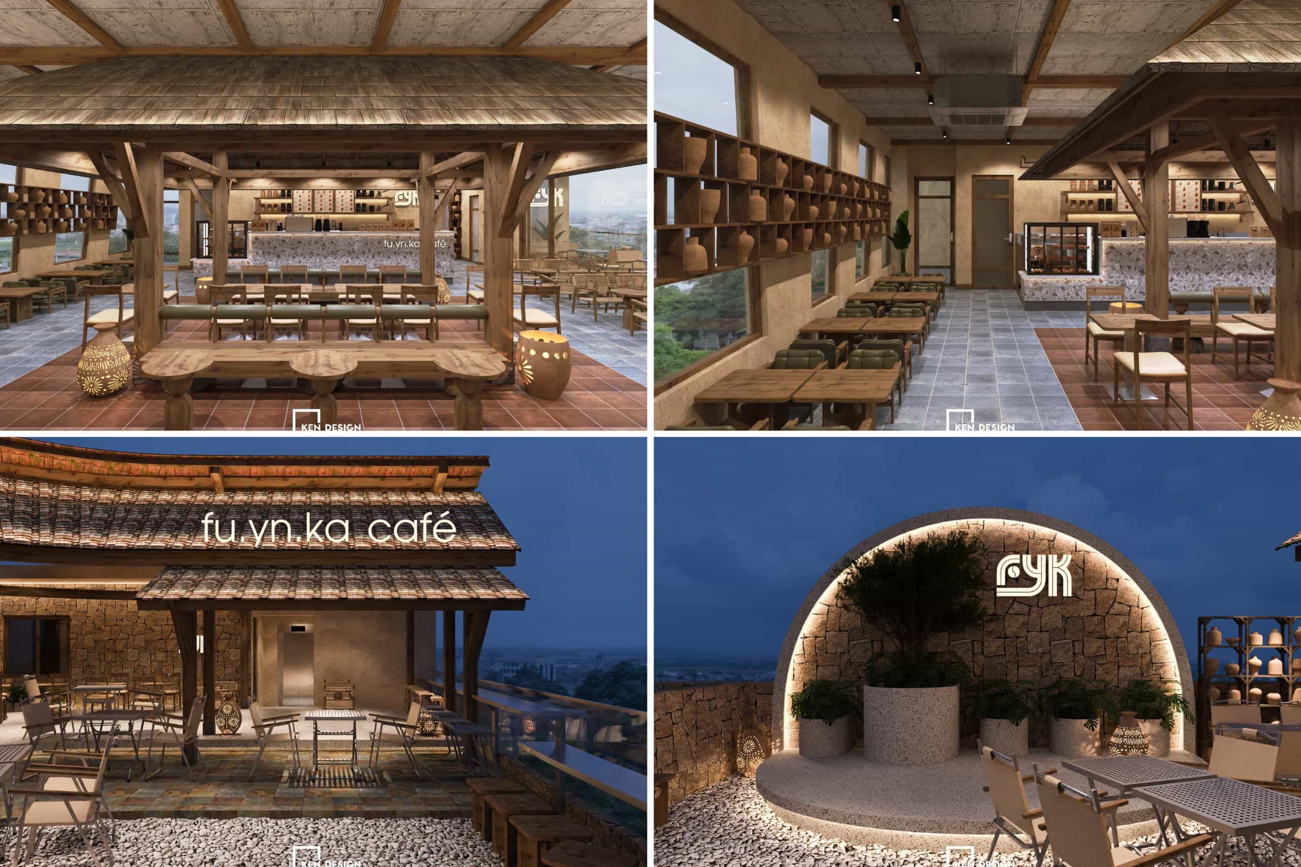 mẫu quán cafe phong cách Rustic