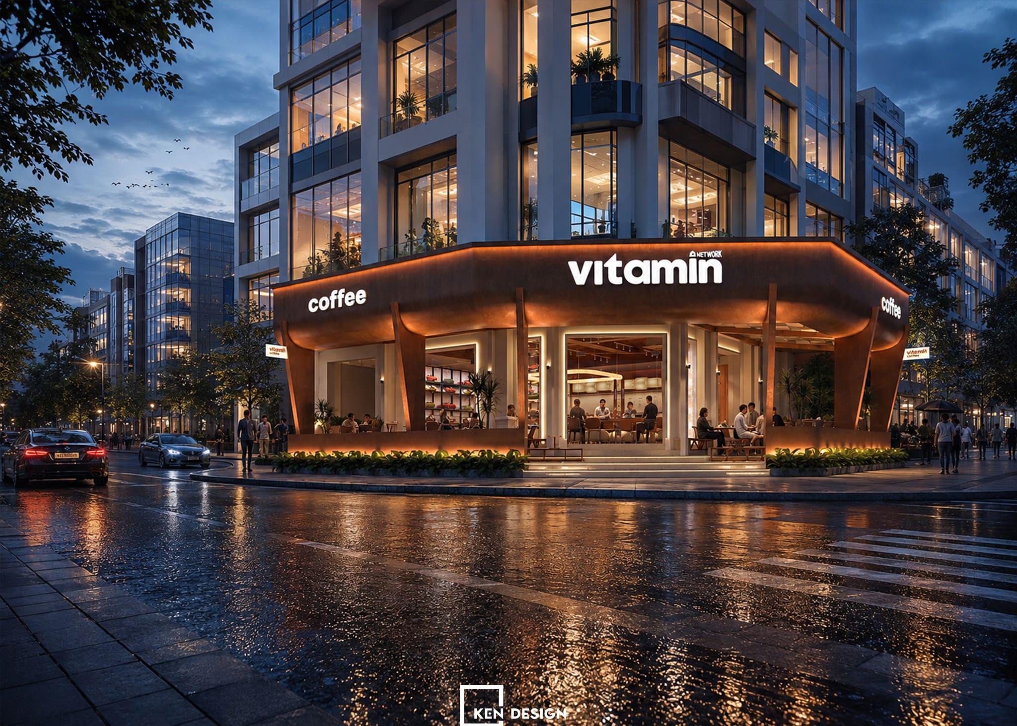 Thiết kế quán cafe Vitamin - Điểm hẹn sắc cam đất giữa khu Linh Đàm